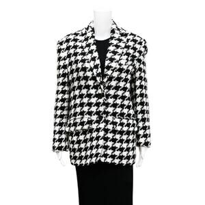 Anine Bing Quinn Blazer Black and White Houndstooth Jacket